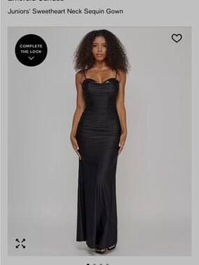 Emerald Sundae Black Sweetheart Sequin-Trim Maxi Gown